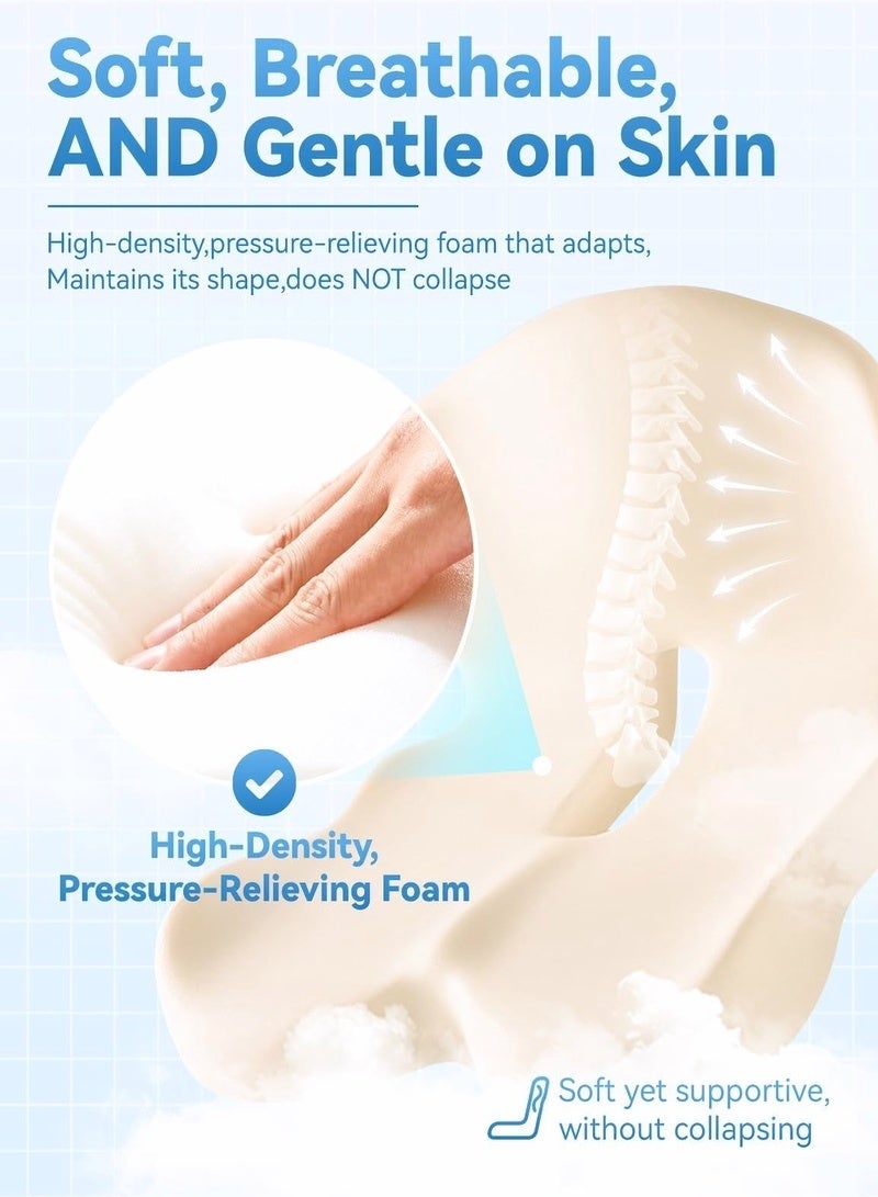 Orthopedic L Shaped Seat Cushion and Lumbars Support Pillows, Memory Foam Tailbone Pain Relief, Washable Removable Cover for Office/Gaming Chair, Car, Wheelchair - Image 4